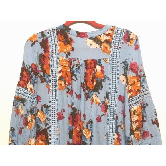 Blu Pepper Boho Tunic Top Hi Low Sz M Cottagecore peasant crochet accent relaxed - Picture 5 of 9